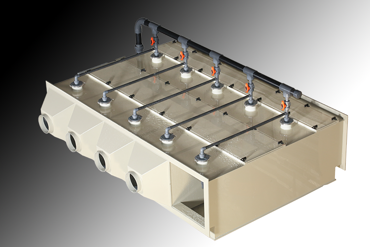 LAVEUR HORIZONTAL MULTI- POSTES AVEC CUVE DE REACTIF ET POMPE DE RECYCLAGE COMMUNE